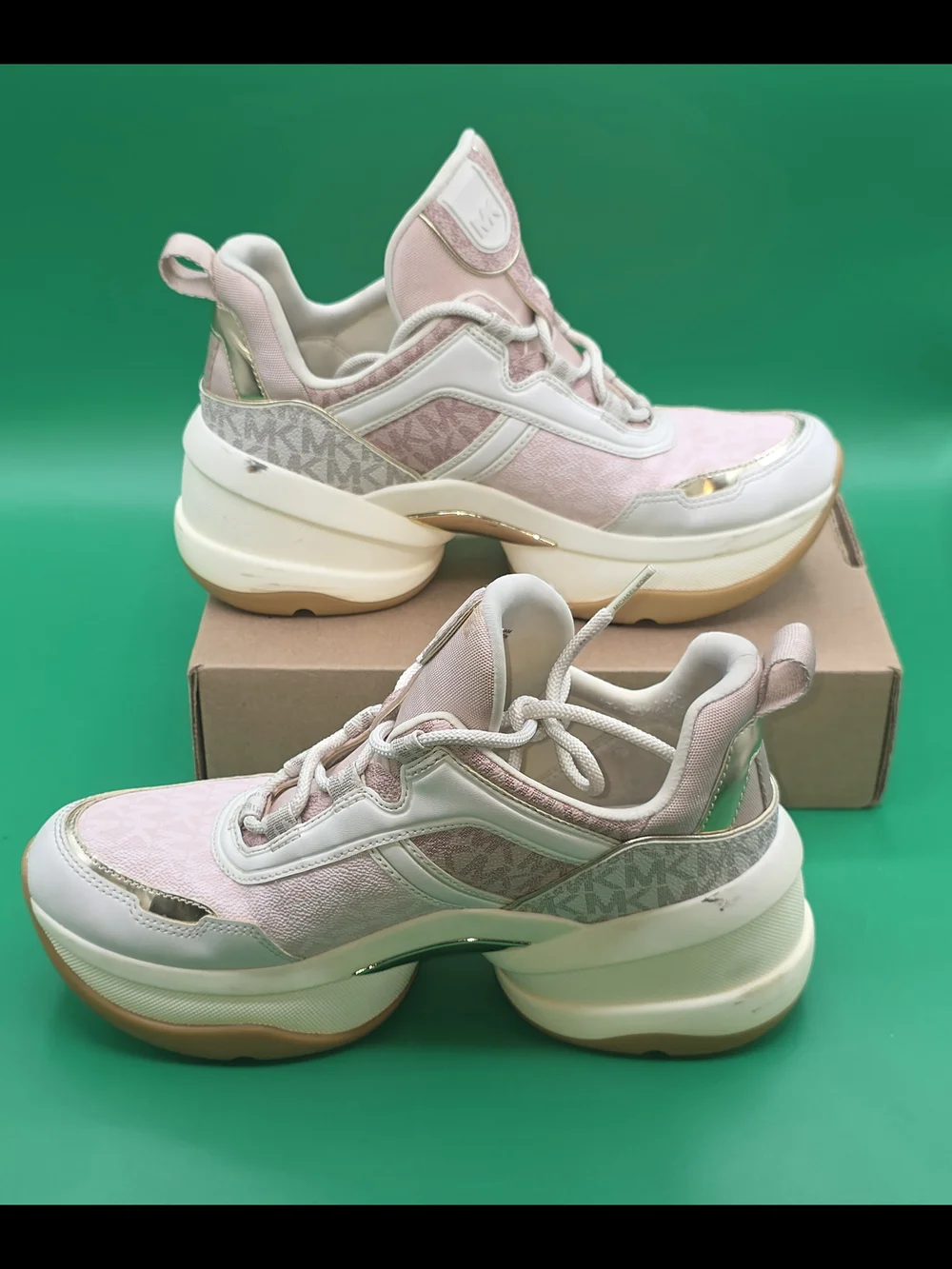 Michael Kors Pink & White Platform Sneakers - Size 8.5M